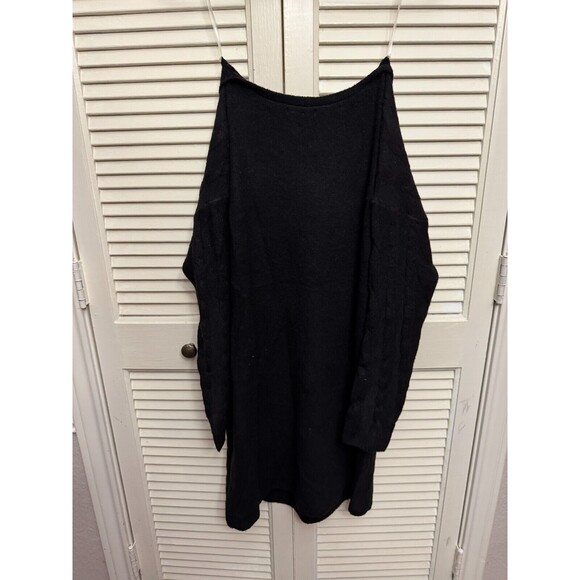 STITCHDROP knitted fluffy rib oversized crew mini dress in black Size L - Picture 6 of 6